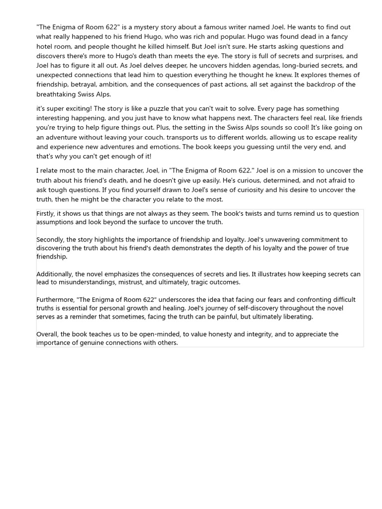 The Enigma of Room 622 PDF Truth