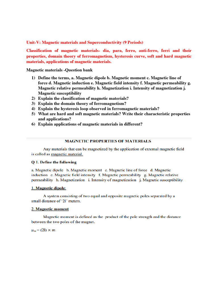 Magnetic Materials & Superconductivity | PDF