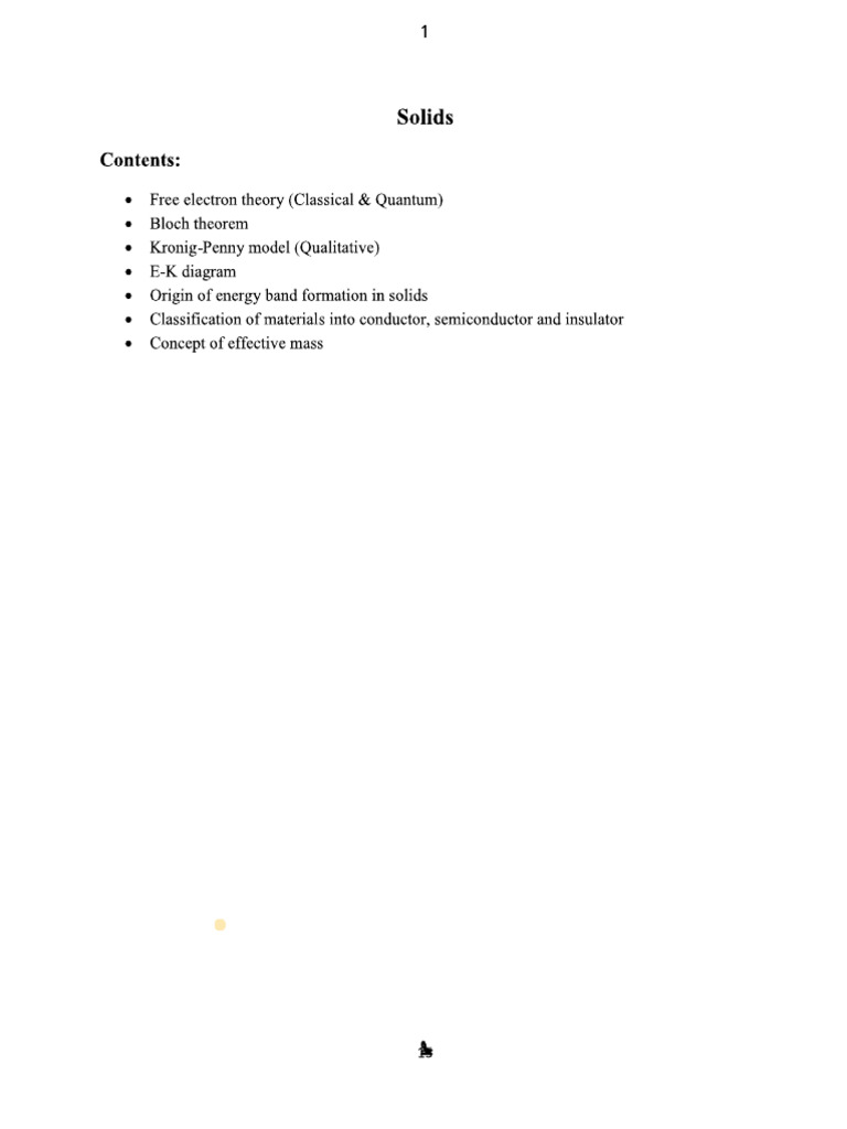 Free Electron Theory Of Solids Part 2 Unit I Pdf