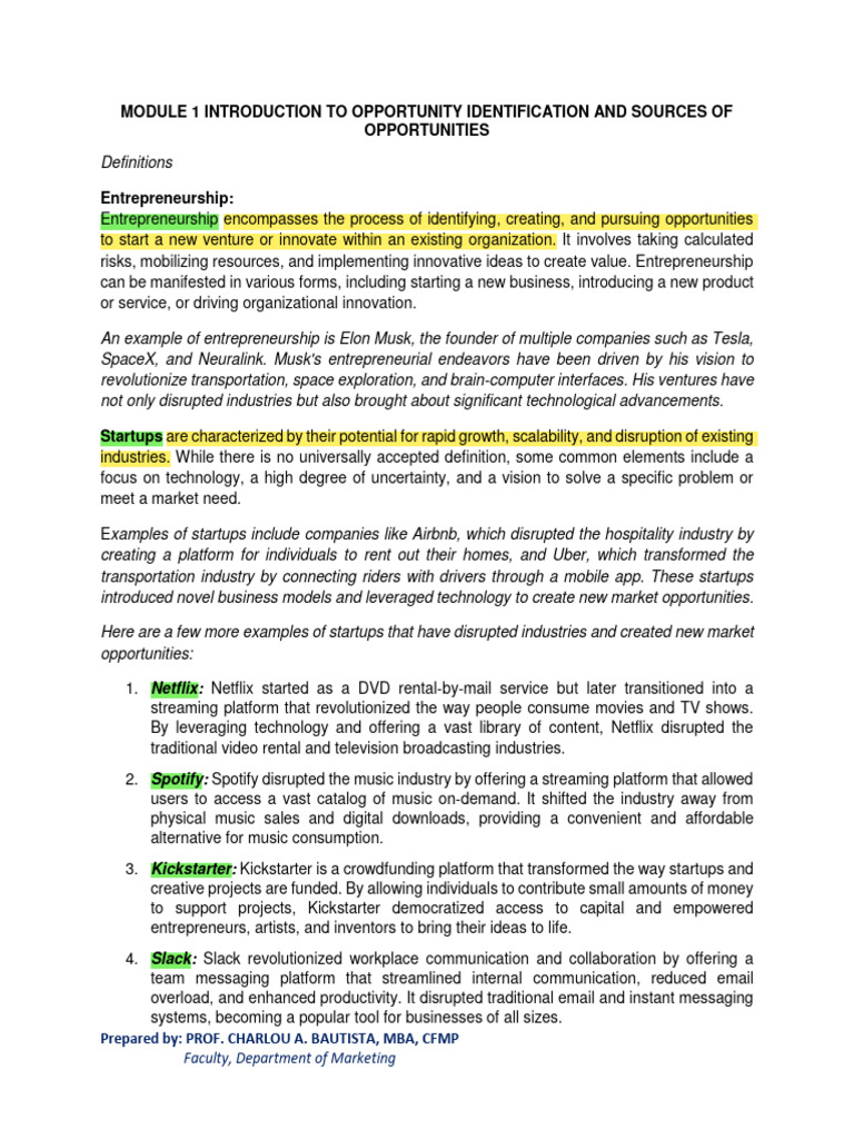 Opportunity Identification in Entrepreneurship | PDF | Entrepreneurship ...