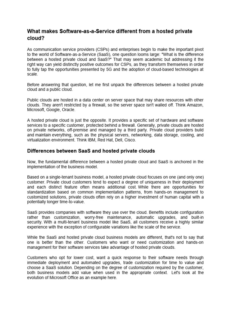 SaaS Vs CloudHosted PDF Cloud Computing Software As A Service