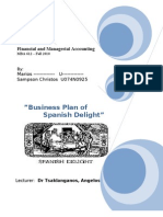"Business Plan of Spanish Delight": Financial and Managerial Accounting