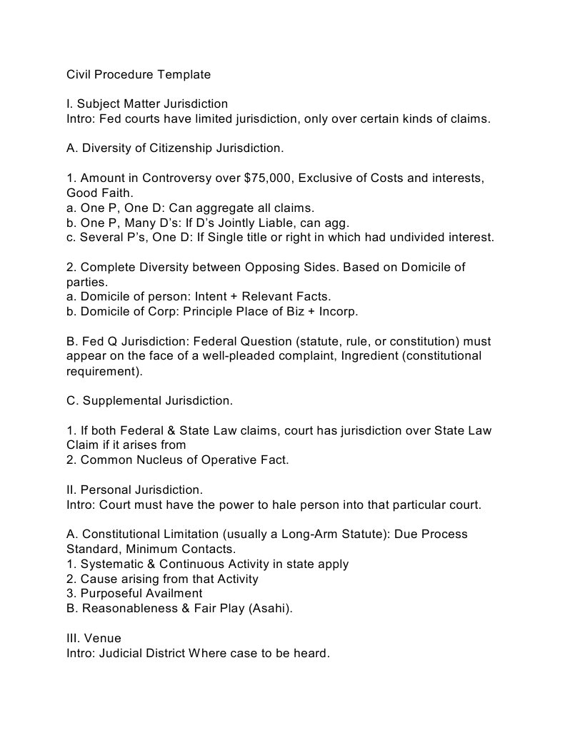Civil Procedure Template