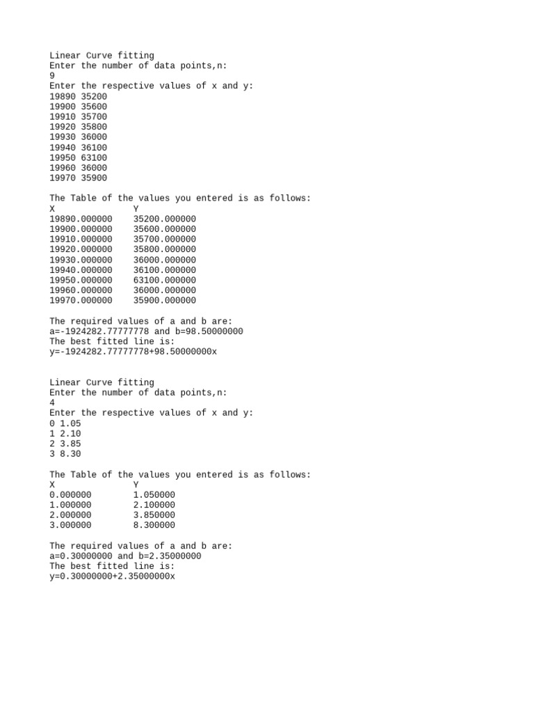 Linear Curve Fitting | PDF | Teaching Methods & Materials | Computers