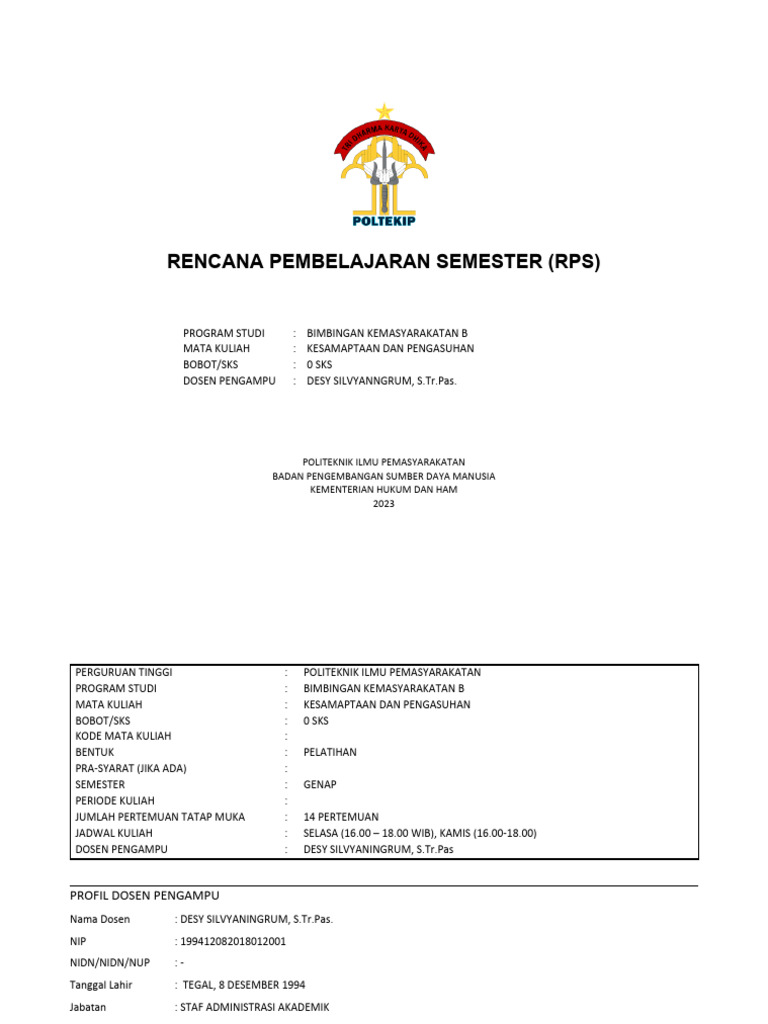 RPS Kesamaptaan Dan Pengasuhan 54 BKB | PDF
