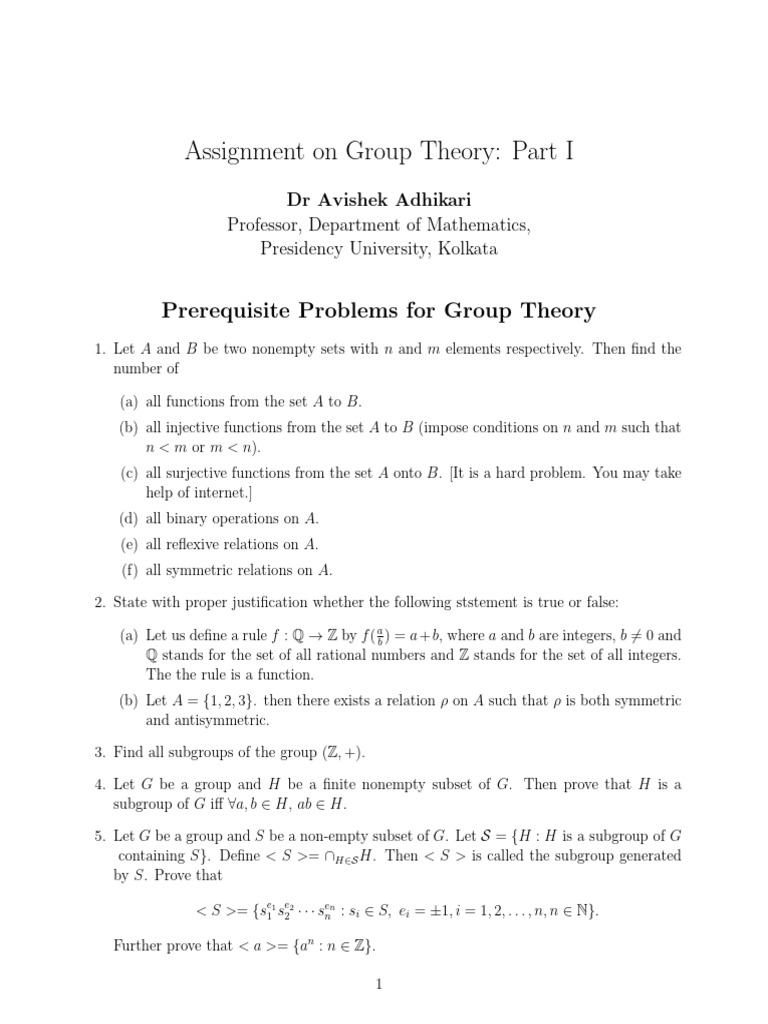 Aa Group Questions - UG1 | PDF | Group (Mathematics) | Mathematics