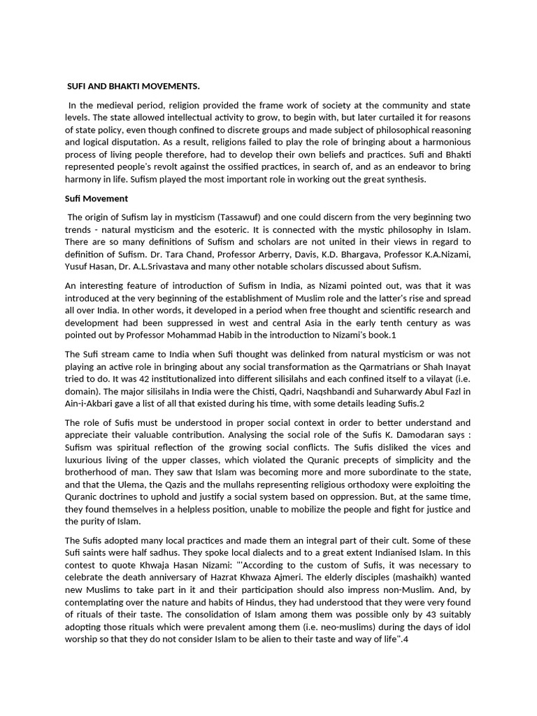 Sufi and Bhakti Movements in India | PDF | Sufism | Bhakti