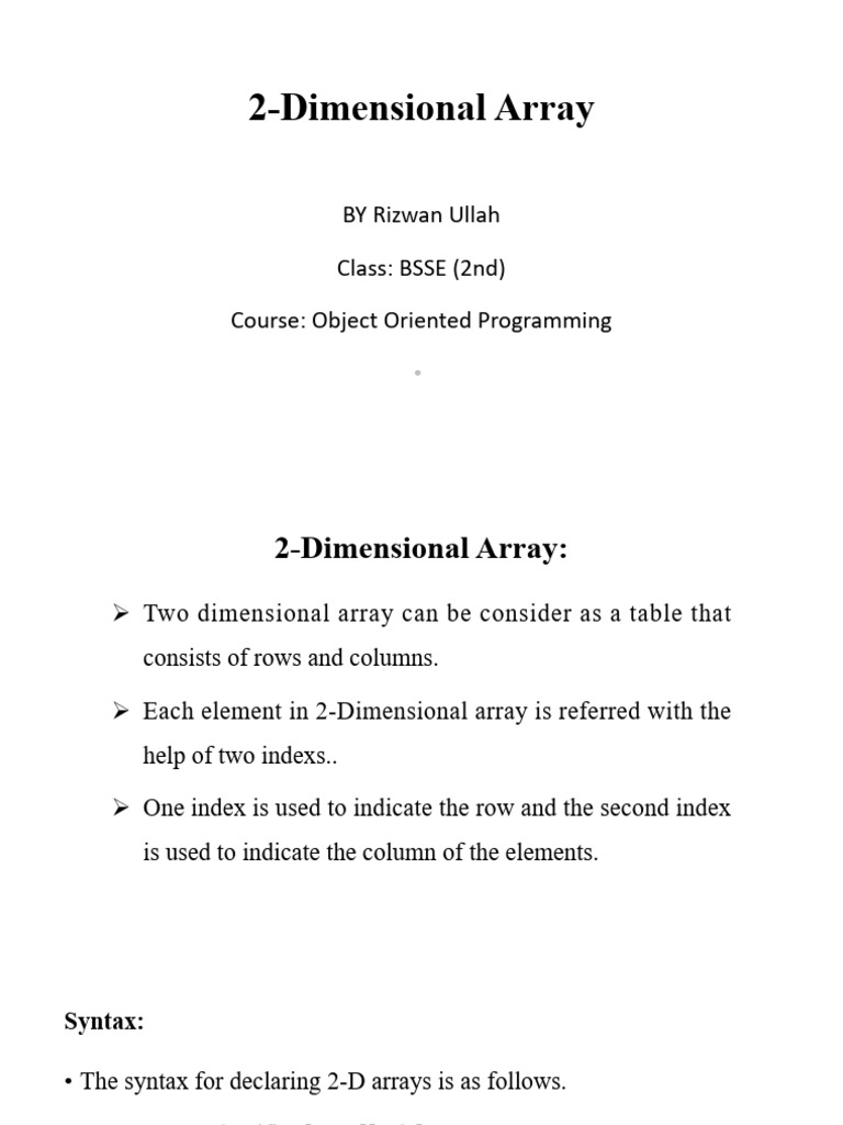 Arduino Arrays 2 Dimensional