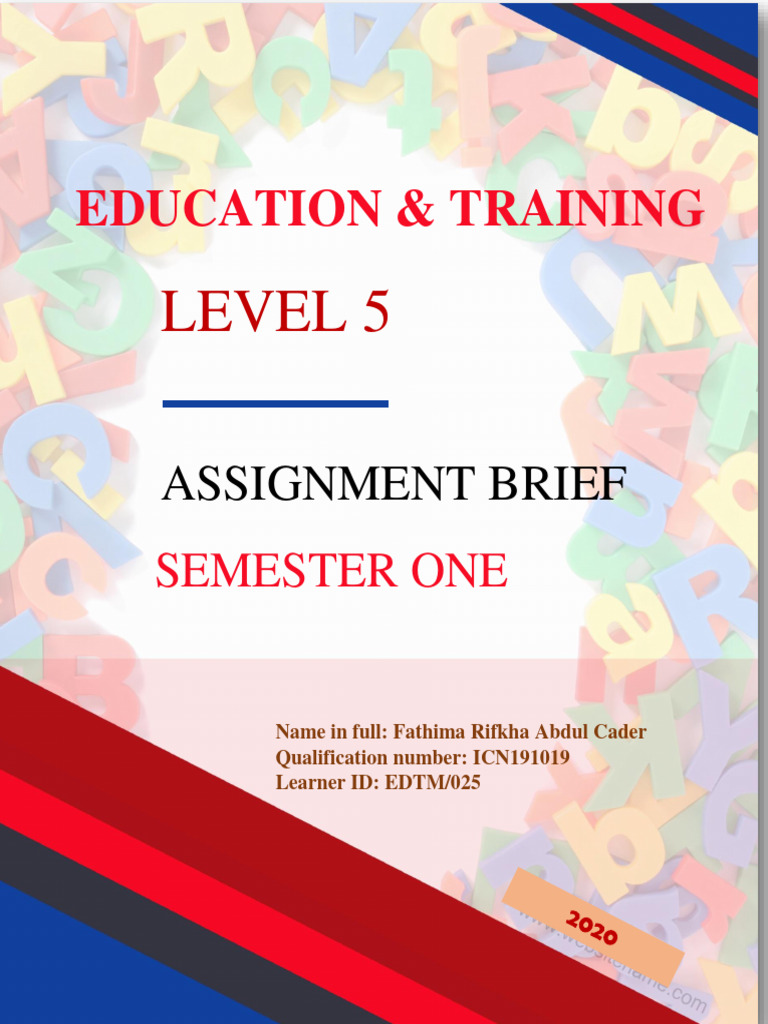 Education&Training-L5 Final Assignment | PDF | Educational Assessment ...