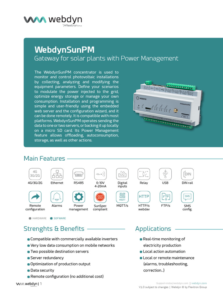 WebdynSunPM: Solar Power Management Gateway | PDF | Usb | Computing