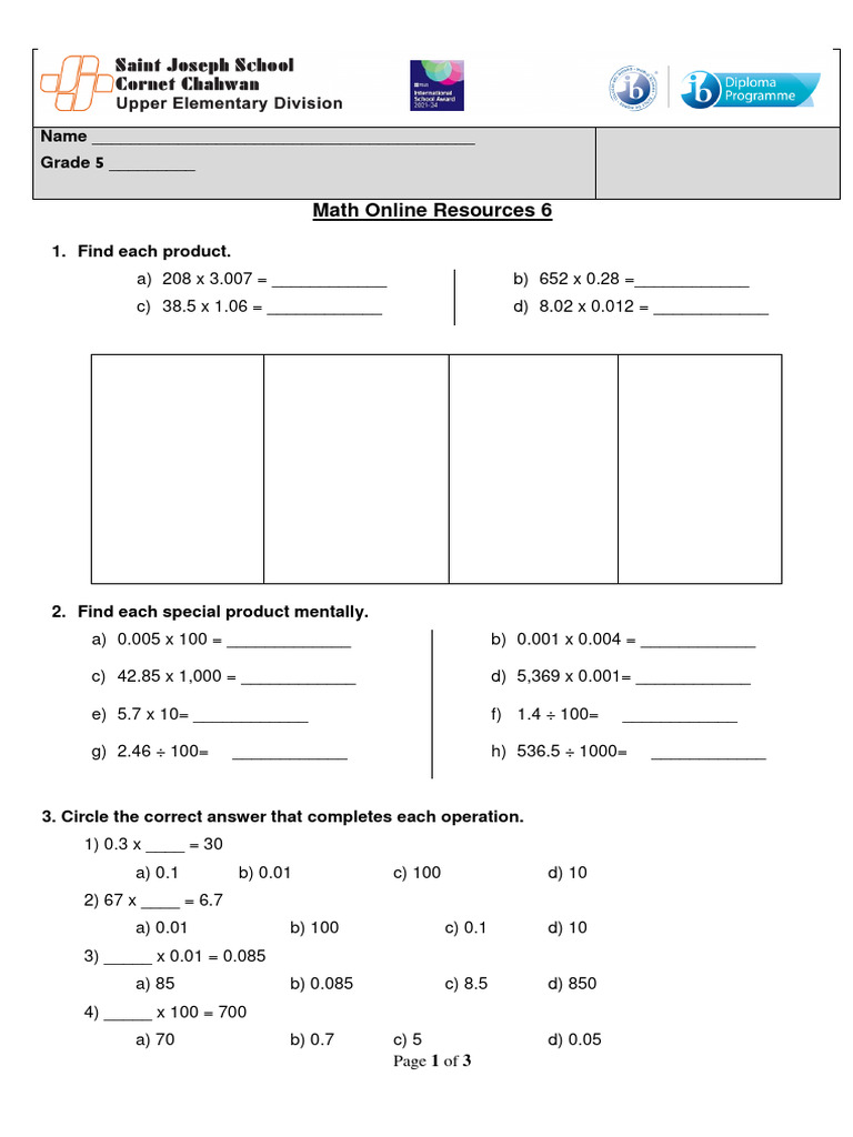 Grade 5 Math Practice Worksheets | PDF | Technology & Engineering