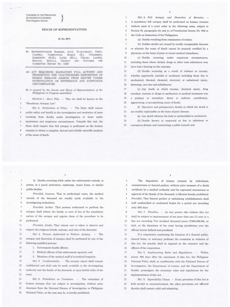 HBT9072 Mandatory Autopsy | PDF