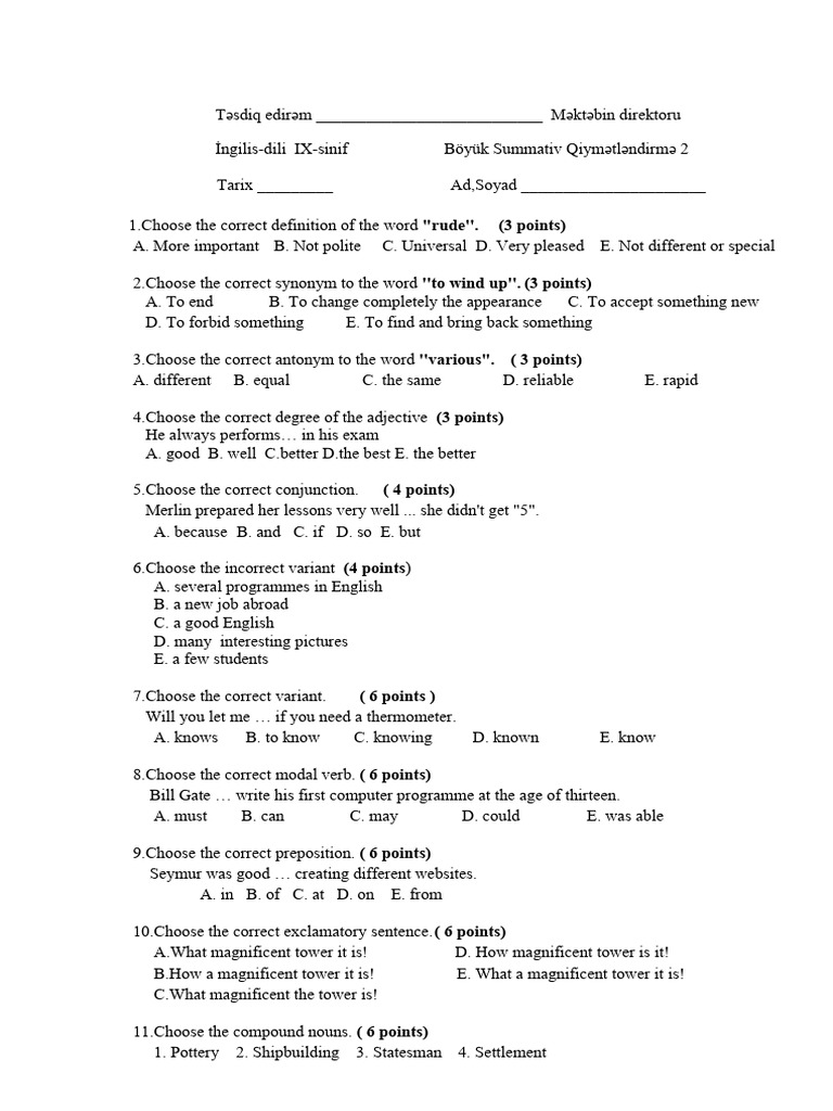 English IX Grade Summative Assessment | PDF | London | Linguistics