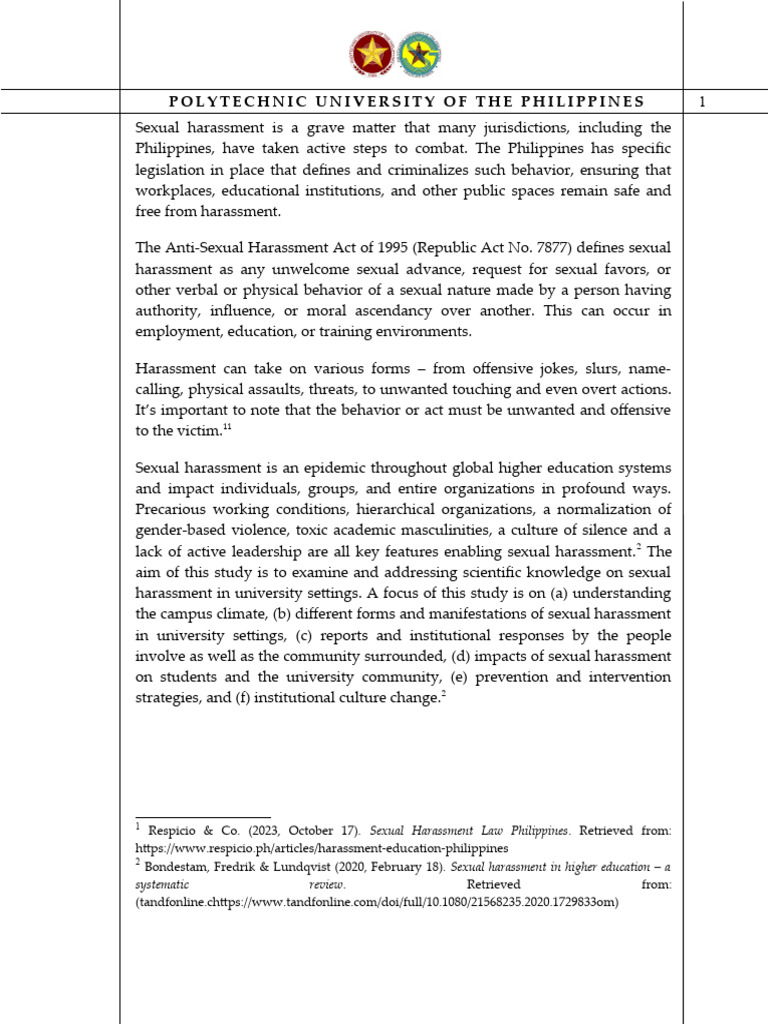 Term Paper | PDF | Sexual Harassment | Psychological Trauma