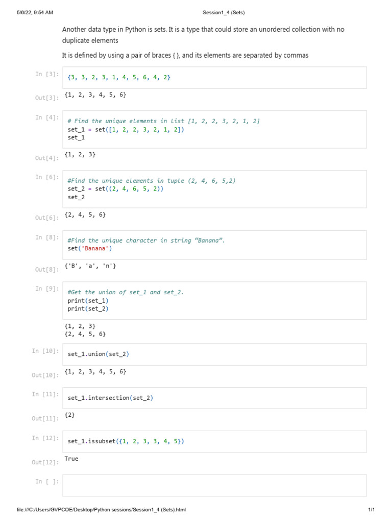 Understanding Python Sets | PDF