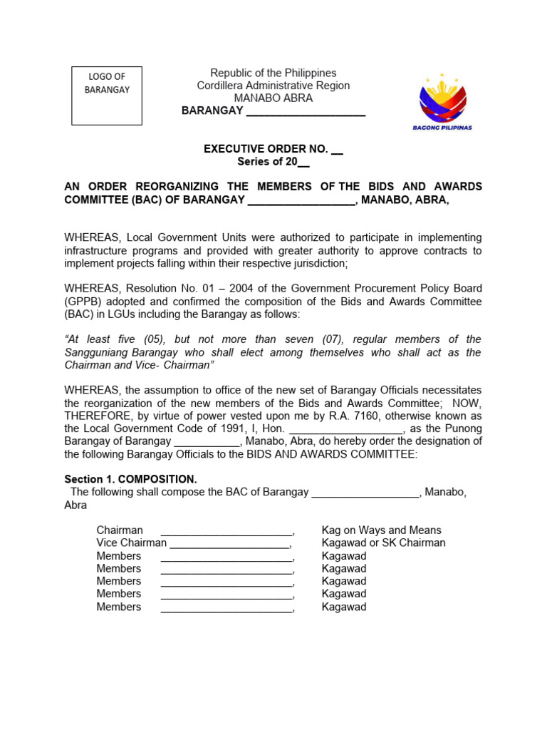 Reorganization of Barangay BAC in Abra | PDF