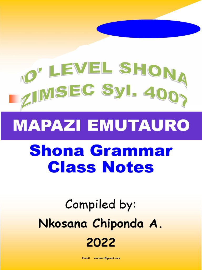Shona Grammar: Mupanda 1 to 21 Guide | PDF