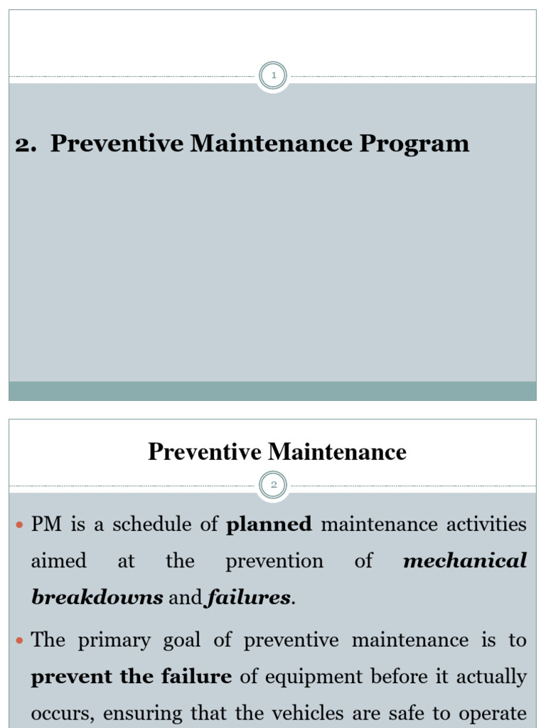 Preventive Maintenance Program Overview | PDF | Vehicles | Mechanical ...