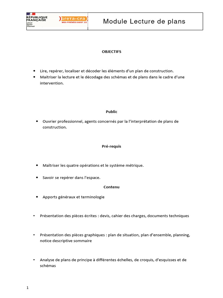 Lecture de Plans de Construction | PDF | Dessin technique