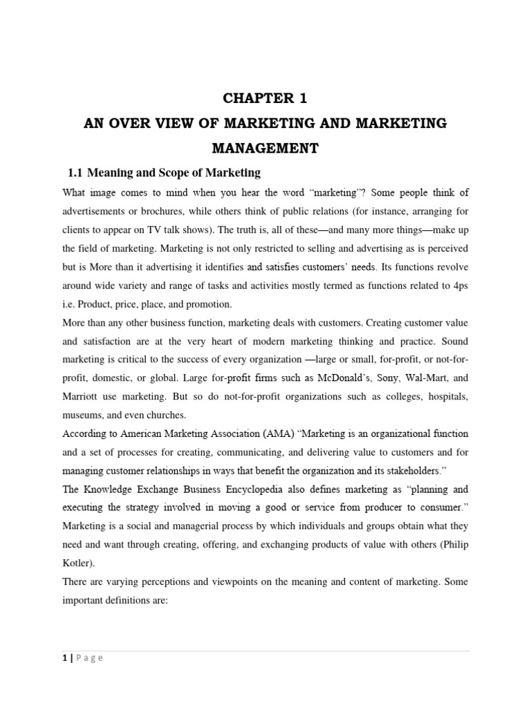 Overview of Marketing Management Concepts | PDF | Marketing | Market ...