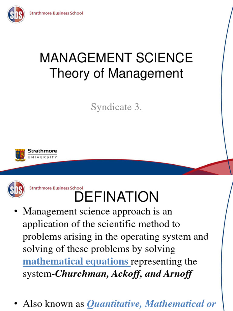 Management Science Theory of Management Syndicate 3 | PDF | Mathematics ...