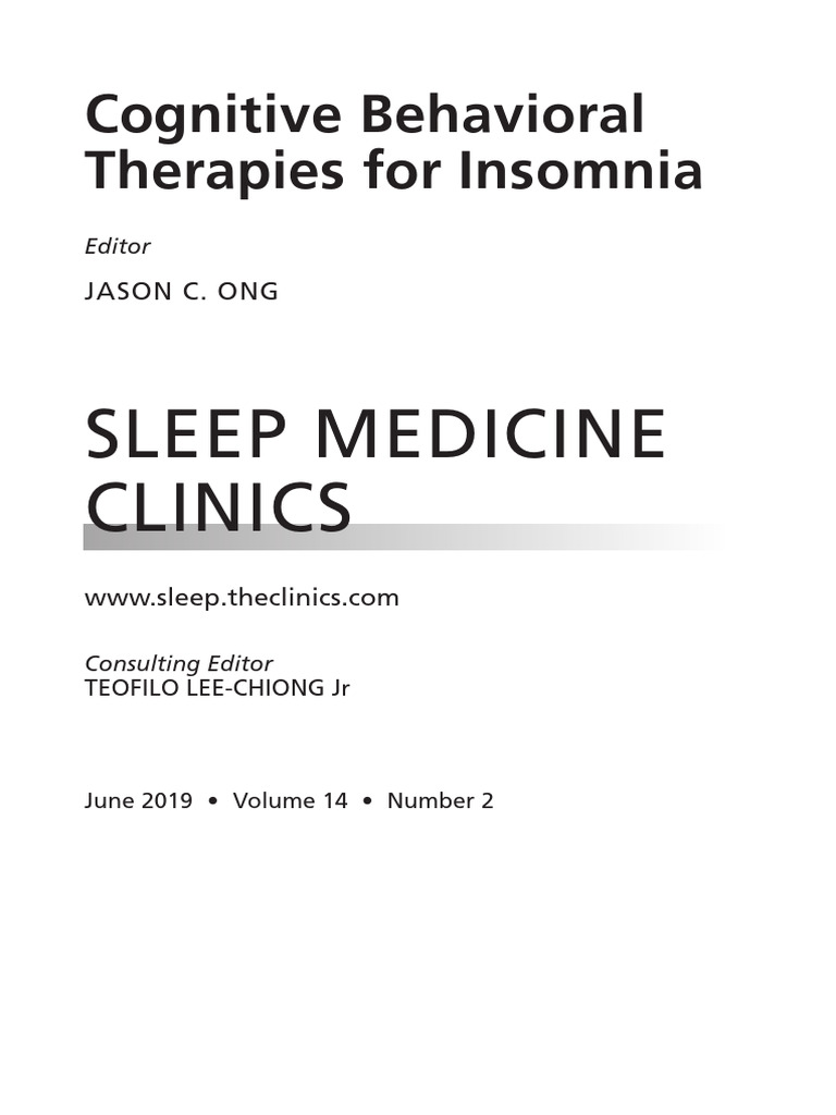 Cognitive Behavioral Therapies For Insomnia CSLP | PDF