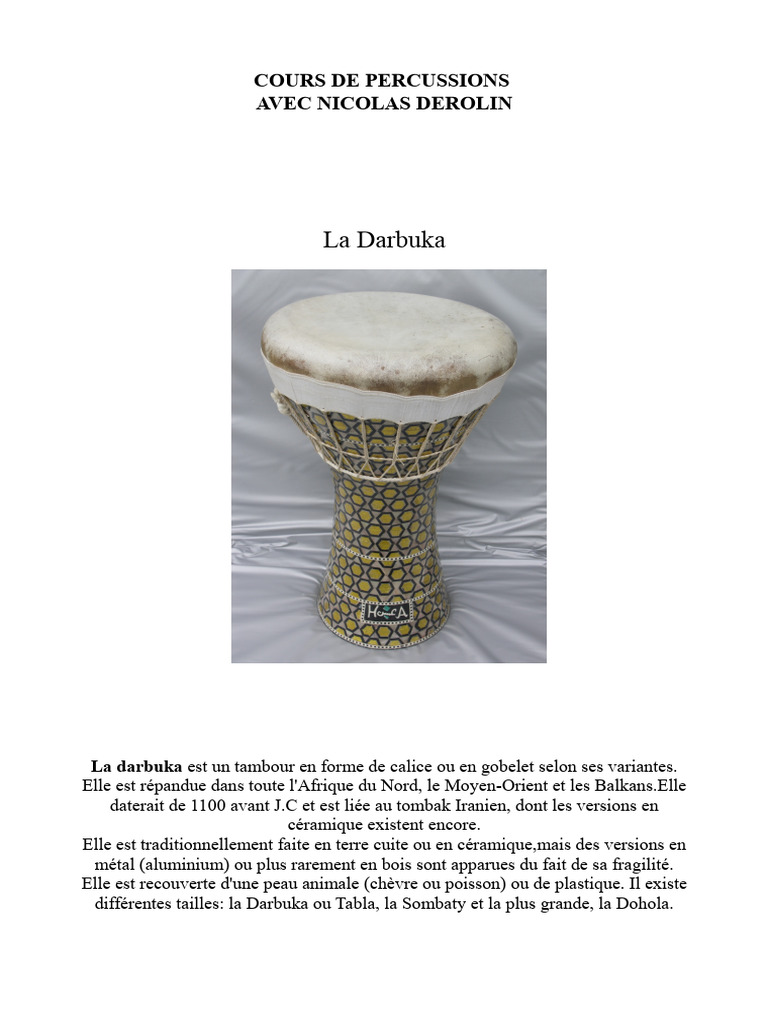 Cours de Percussions Orientales | PDF | Tambour | Musicologie