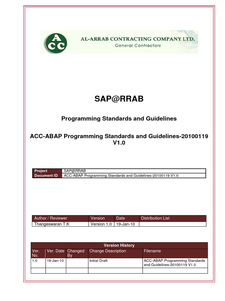 ABAP Programming Standards and Guidelines | PDF | Computer Program ...