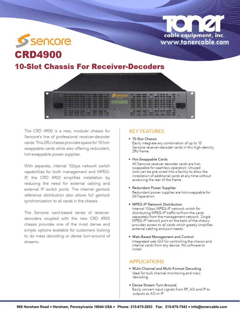 CRD4900: 10-Slot Receiver-Decoder Chassis | PDF | Network Switch ...