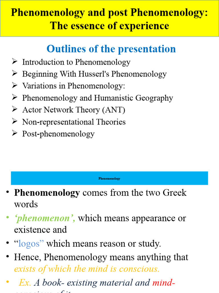 Phenomenology and Post Phenomenology | PDF | Phenomenology (Philosophy ...