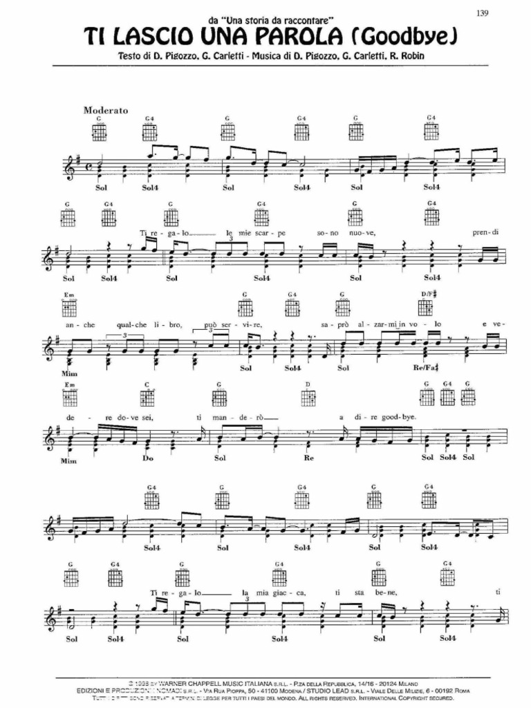 Ti Lascio Una Canzone Nomadi | PDF
