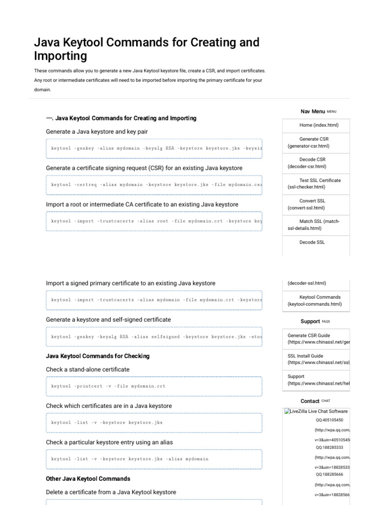 The Most Common Java Keytool Keystore CommandsCHINASSL Download Free