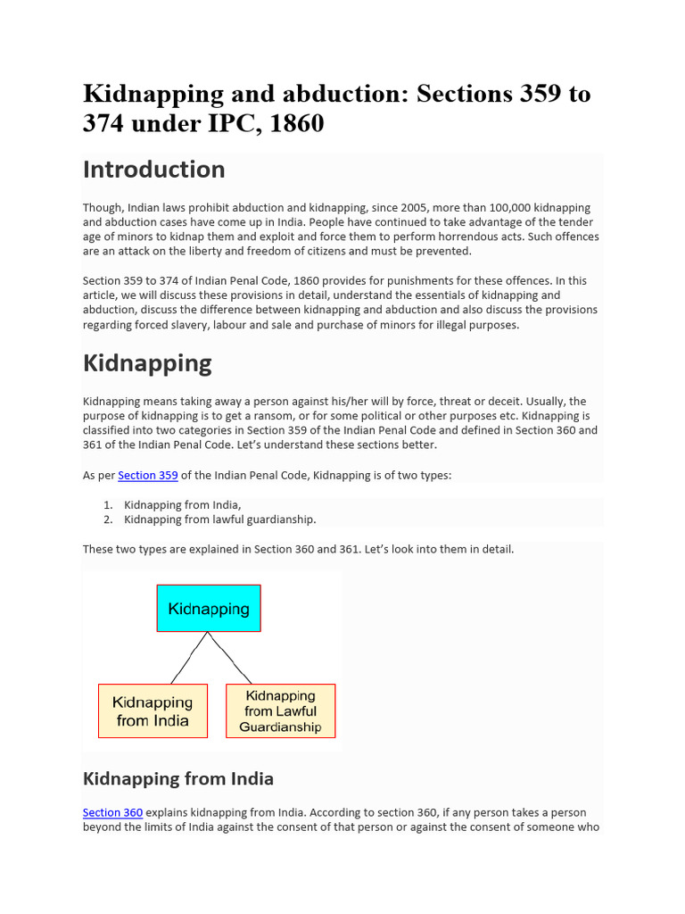 Understanding Kidnapping Laws in India | PDF | Kidnapping | Human ...