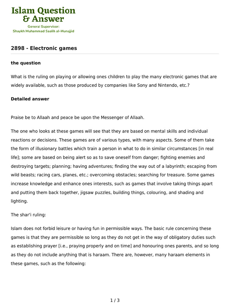 FATWA On Playing VidGames | PDF | Witchcraft