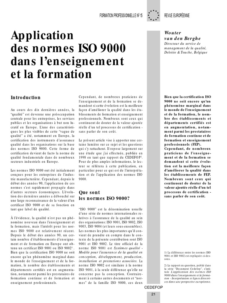 Application des normes ISO 9000 en FEP | PDF | ISO 9000 | Audit
