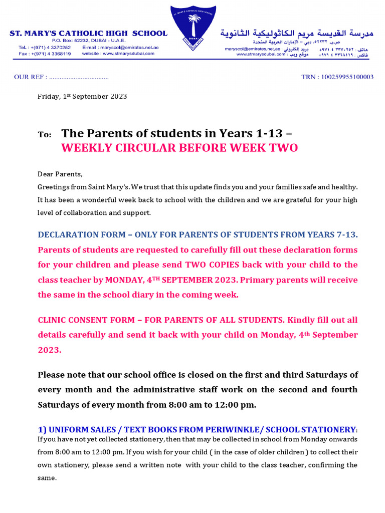 Weekly School Update for Parents | PDF | Educational Assessment | Reason