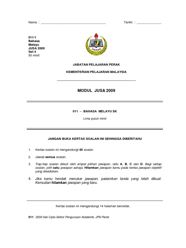 Soalan Bahasa Melayu Tahun 5