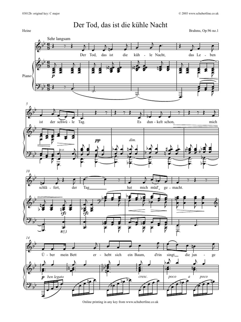 Der Tod, Das Ist Die Khule Nacht - Brahms | PDF