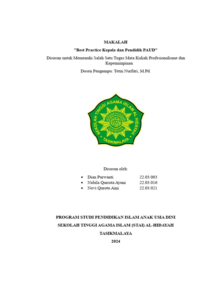 Best practice kepala dan pendidik paud pdf