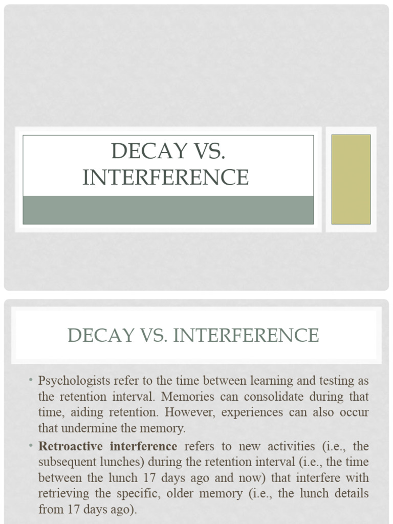Memory Decay and Interference Explained | PDF | Memory | Recall (Memory)