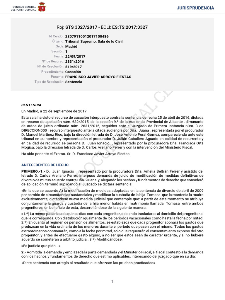 Sentencia sobre Custodia Compartida en Divorcio | PDF | Caso de ley ...