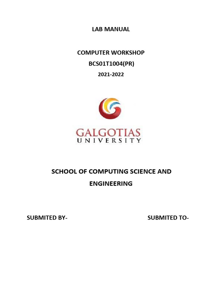 LAB MANUAL Front Page | PDF