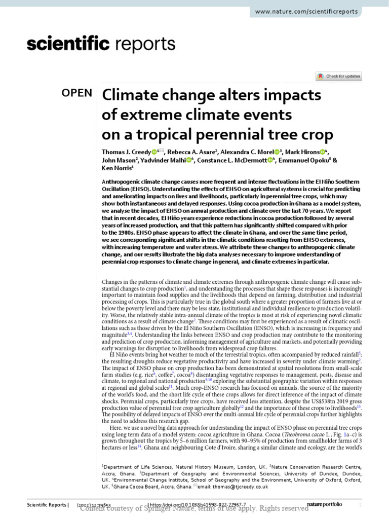 Climate Change Alters Impacts of Extreme Climate e | PDF | Time Series ...