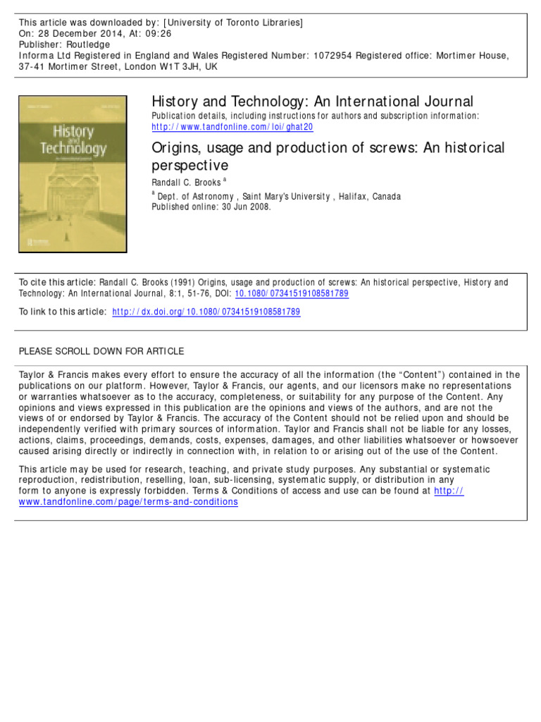 Historical Development of Screws | PDF | Screw | Helix