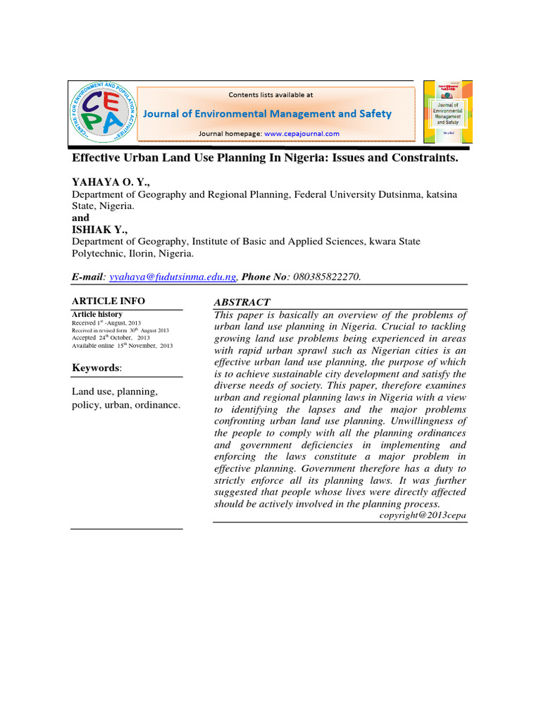 Problems-11 of Urban Land Use Planning in Nigeria | PDF | Urbanization ...