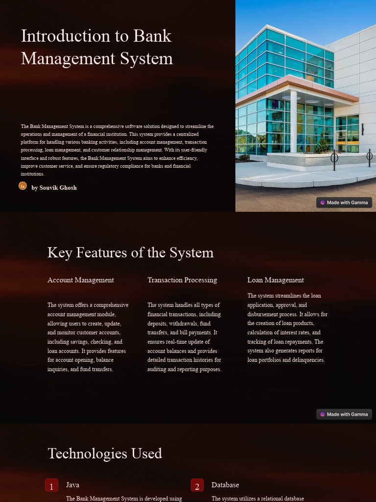 Introduction To Bank Management System | PDF | Databases | Banks