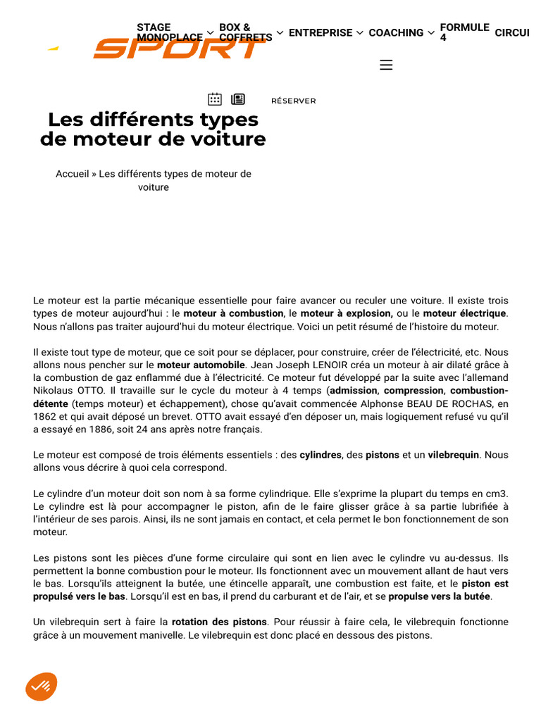 Types de moteurs de voiture expliqués PDF Propulsion Technologie — free download