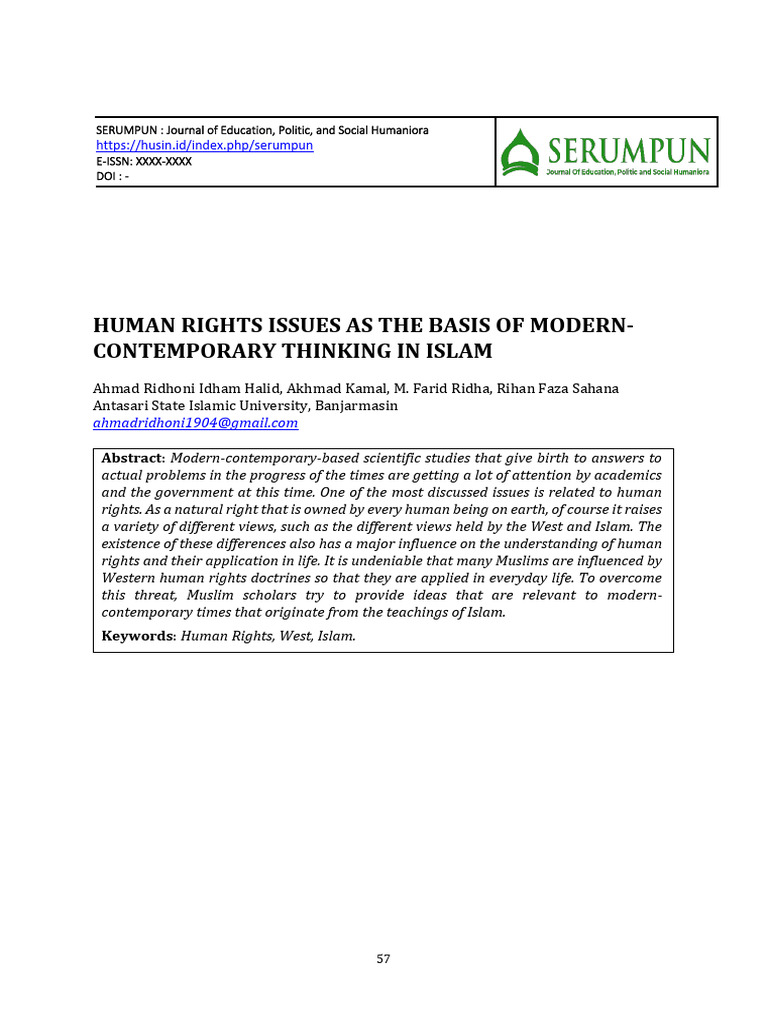 Human Rights in Contemporary Islamic Thought | PDF | Sharia | Human Rights