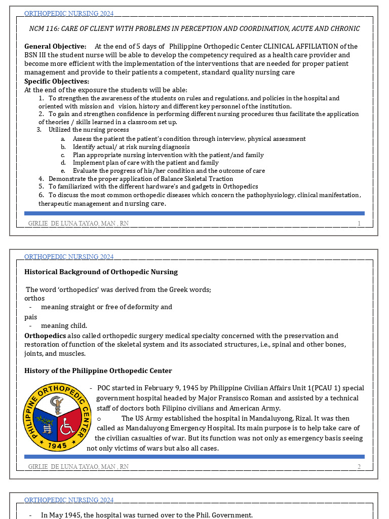 Orthopedic Nursing Competencies 2024 | PDF | Bone | Orthopedic Surgery