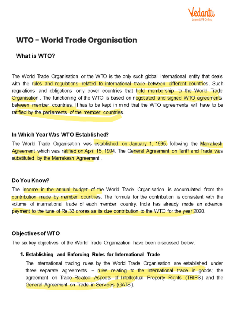 WTO - World Trade Organisation | PDF